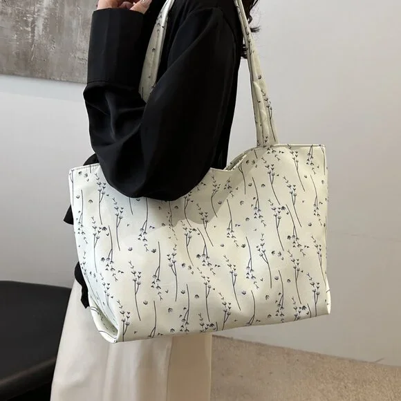 Medium Nylon Classic Style Sewing Thread Square Zipper Chic Floral Tote Bag - Picture 2 of 12